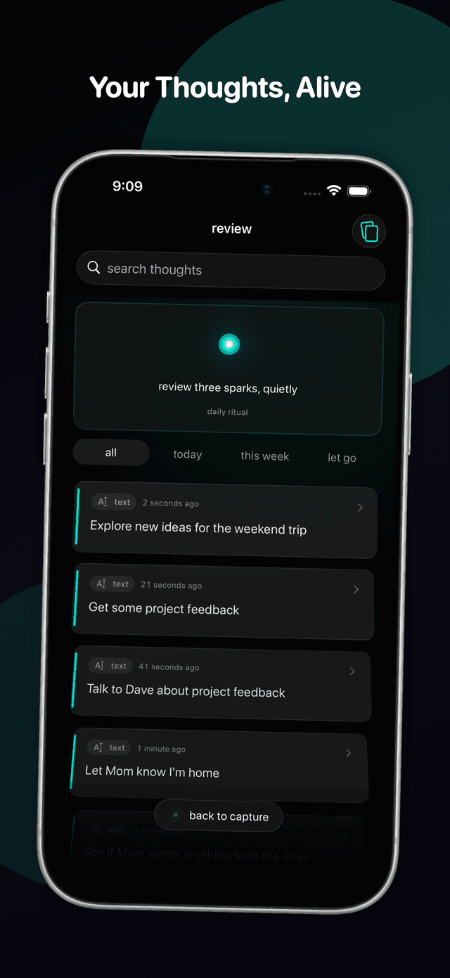 ThoughtTrack thought list